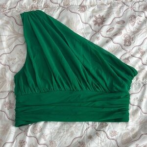 Elegant Green One-Shoulder Top